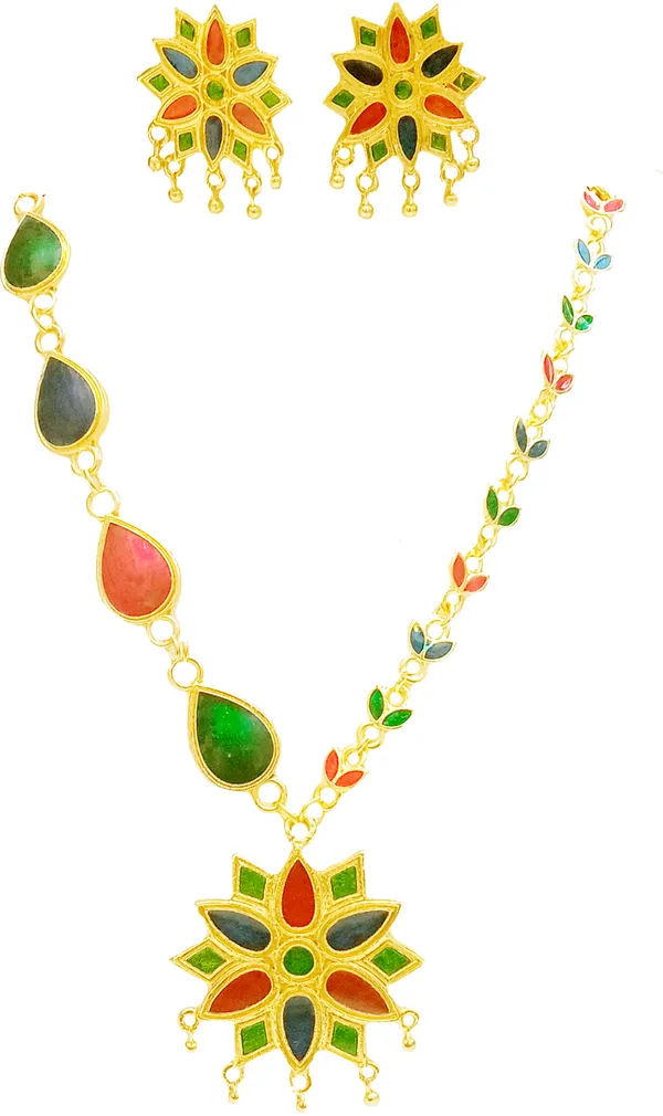 Assamese_Traditional_Gold_Plated_Multi_Colour_Star_Jewellery_Set_For_Women